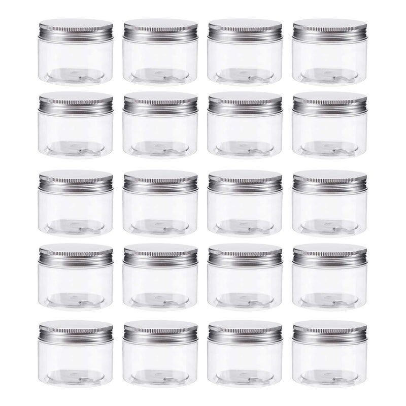 Bekith 20 Pack 4 Ounce Clear Plastic Storage Jars Containers With Screw-on Lids, Refillable BPA Free Small Round Slime Containers for Kitchen & Household Storage - Image 1